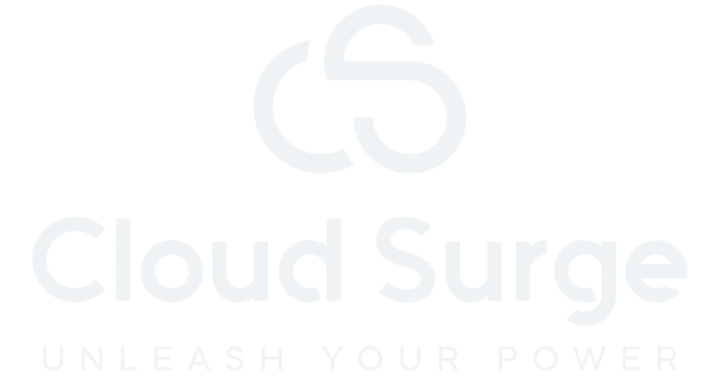 Cloud Surge logo featuring a stylized cloud design in blue and white colors